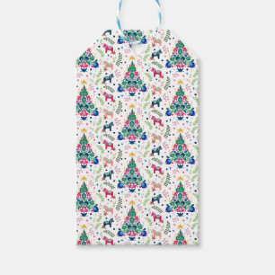 Scandinavian Folk Art Christmas Tree Gift Bag Tags
