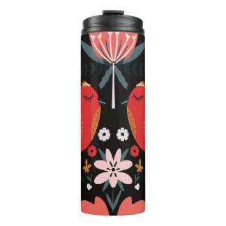 Scandinavian Folk Art: Colourful Birds. Thermal Tumbler