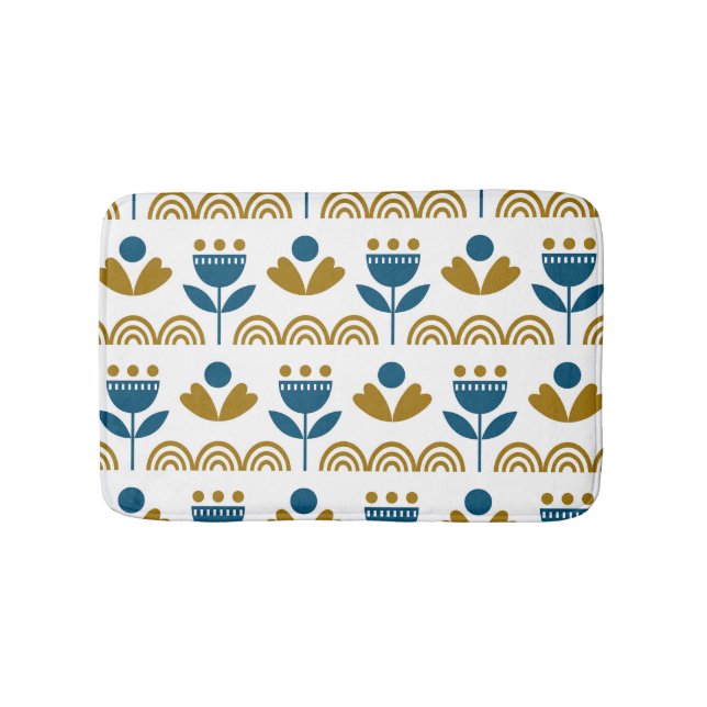 Scandinavian folk art, colourful pattern. bath mat (Front)