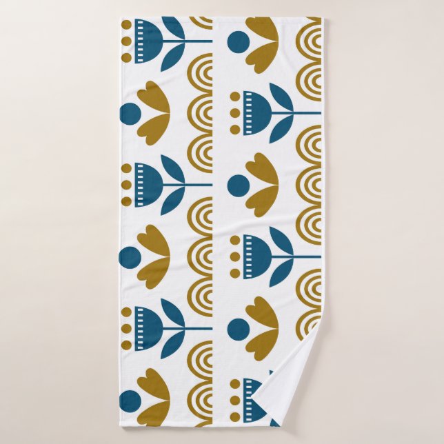 Scandinavian folk art, colourful pattern. bath towel (Bath Towel)