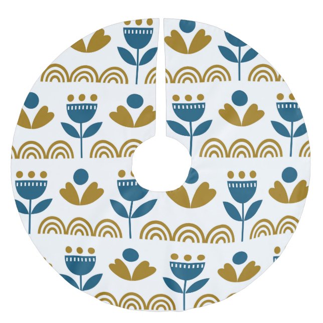 Scandinavian folk art, colourful pattern. brushed polyester tree skirt (Front)