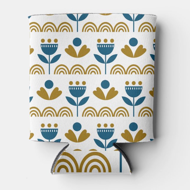 Scandinavian folk art, colourful pattern. can cooler (Front)