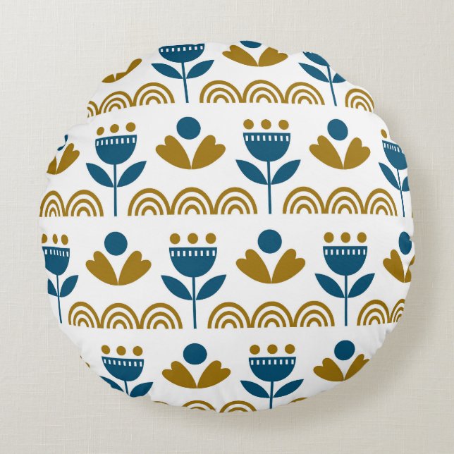 Scandinavian folk art, colourful pattern. round cushion (Front)
