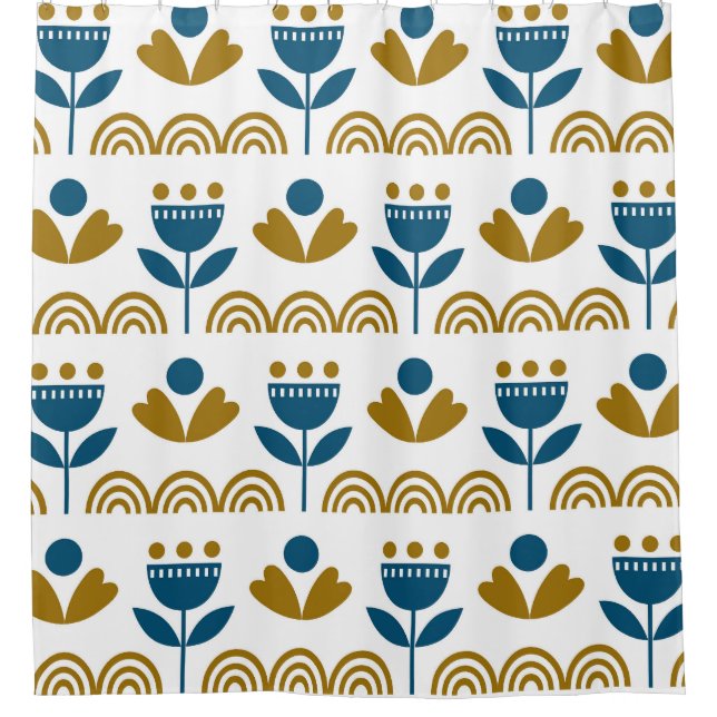 Scandinavian folk art, colourful pattern. shower curtain (Front)