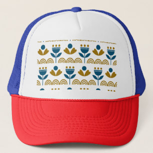 Scandinavian folk art, colourful pattern. trucker hat