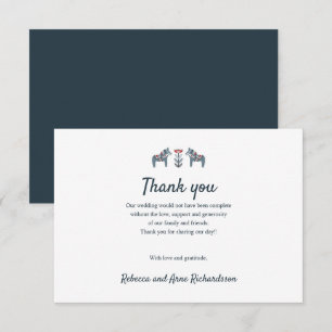 Scandinavian Folk Art Dala Horse Wedding thank you Card