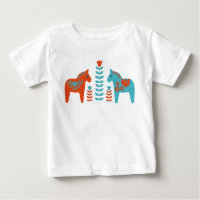 Scandinavian Folk Art Dala Horses and Flowers