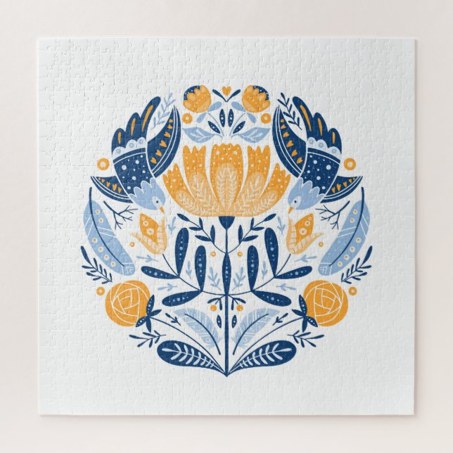 Scandinavian Folk Art Floral Ornament Jigsaw Puzzle (Vertical)