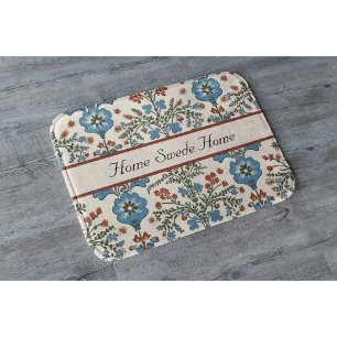 Scandinavian Folk Art flower design customisable Bath Mat