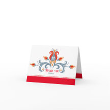 Scandinavian Folk Art Folded Thank You