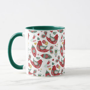 Scandinavian Folk Art Holiday Print  Mug