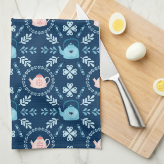 Scandinavian Folk art Hygge Christmas cosy teapot Tea Towel