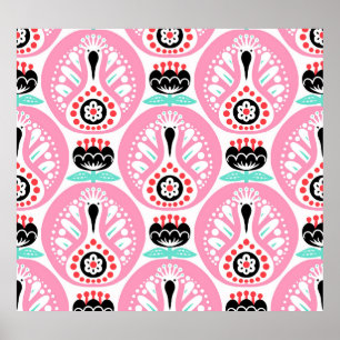 Scandinavian Folk Art: Nordic Seamless. Poster