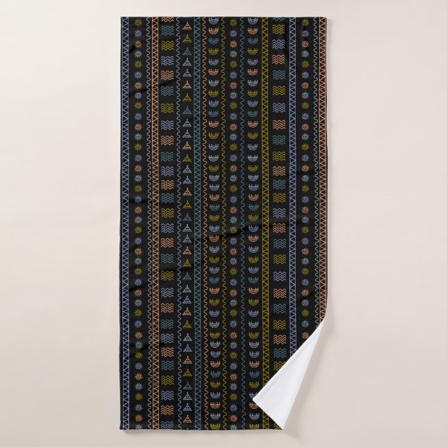 Scandinavian Folk Art Pattern Kitchen Towel (Bath Towel)