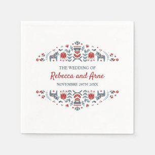 Scandinavian folk art   Personalised Wedding Napkin