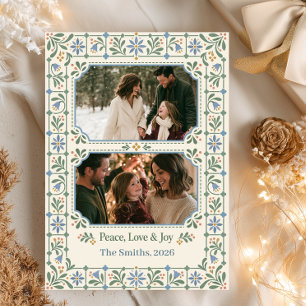 Scandinavian Folk Art Photo Christmas Holiday Card