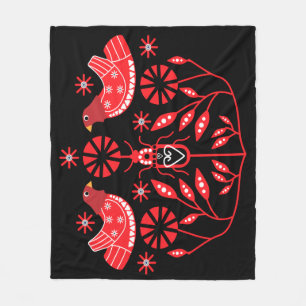 Scandinavian Folk Art Prints Nordic Decor Fleece Blanket