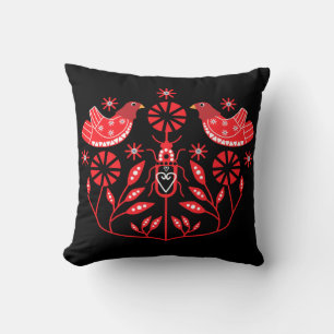 Scandinavian Folk Art Prints Nordic Decor Fleece Cushion