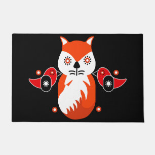 Scandinavian Folk Art Prints   Nordic Decor Fleece Doormat