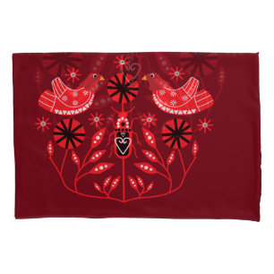 Scandinavian Folk Art Prints Nordic Decor Fleece Pillowcase