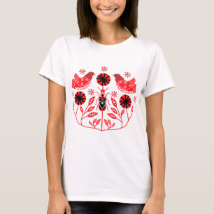 Scandinavian Folk Art Prints   Nordic Decor Fleece T-Shirt