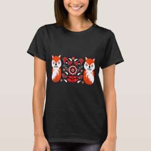 Scandinavian Folk Art Prints Nordic Decor Fleece T-Shirt