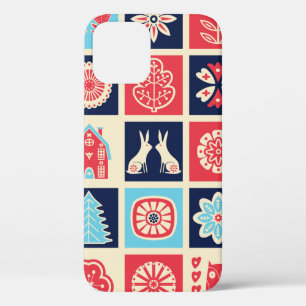 Scandinavian folk art seamless vintage pattern wit iPhone 12 case
