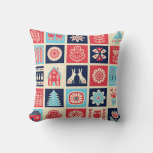 Scandinavian folk art seamless vintage pattern wit cushion