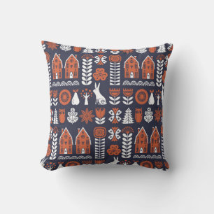 Scandinavian folk art seamless vintage pattern wit cushion