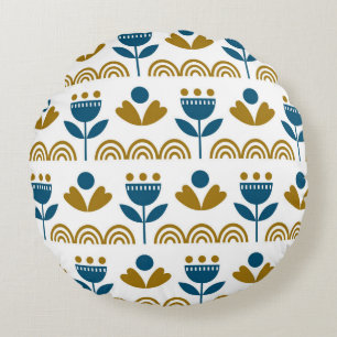Scandinavian folk art seamless vintage pattern wit round cushion