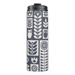 Scandinavian folk art seamless vintage pattern wit thermal tumbler