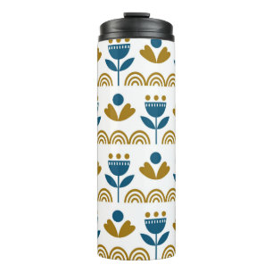 Scandinavian folk art seamless vintage pattern wit thermal tumbler
