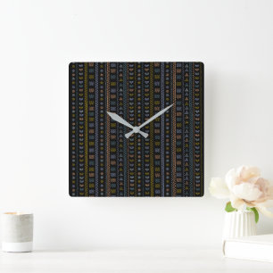 Scandinavian Folk Art Square Wall Clock