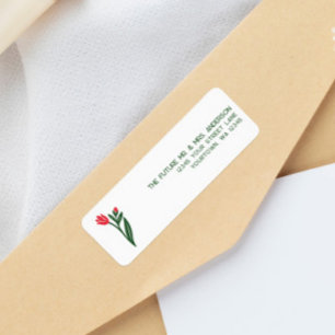 Scandinavian Folk Art Tulip Wedding Floral Return Address Label