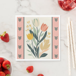 Scandinavian Folk Art Tulips Napkin