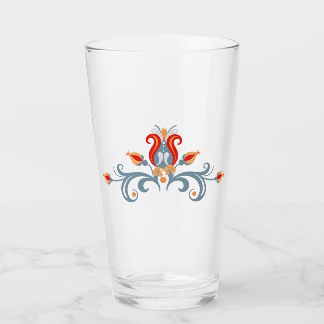 Scandinavian Folk Art Velkommen Drinking Glass (Front)