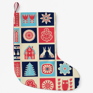 Scandinavian folk art: vintage floral. small christmas stocking