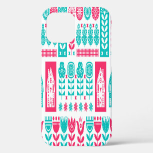 Scandinavian Folk Art: Vintage Seamless iPhone 12 Case