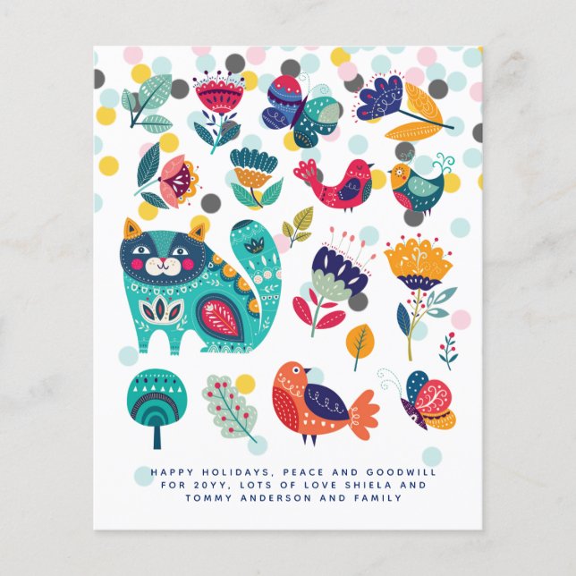 Scandinavian Folk Art Xmas Holidays Annual Letter (Front)