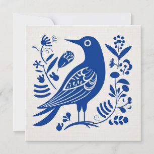 Scandinavian Folk Bird Art Card