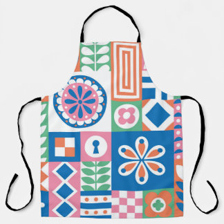 Scandinavian Folk Floral Abstract Pattern Apron