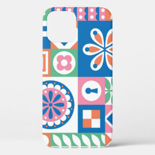 Scandinavian Folk Floral Abstract Pattern iPhone 12 Case