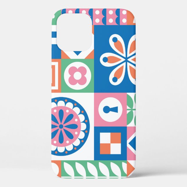 Scandinavian Folk Floral Abstract Pattern Case-Mate iPhone Case (Back)