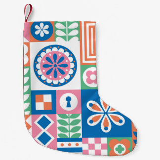 Scandinavian Folk Floral Abstract Pattern Small Christmas Stocking