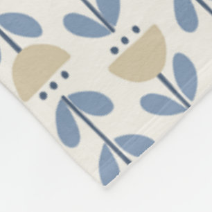 Scandinavian Folk Floral Stripe Pattern Fleece Blanket