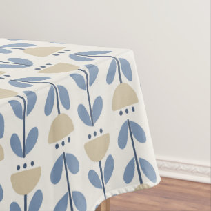 Scandinavian Folk Floral Stripe Pattern Tablecloth