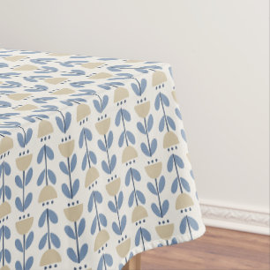 Scandinavian Folk Floral Stripe Pattern Tablecloth
