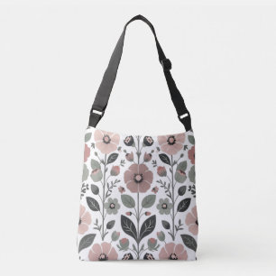 Scandinavian Folk Florals – Stylised Primroses Crossbody Bag