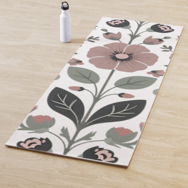Scandinavian Folk Florals – Stylised Primroses  Yoga Mat (In Situ)