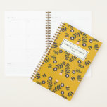 Scandinavian Folk Flower in Yellow Personalised Planner<br><div class="desc">Modern Scandinavian style folk flower drawing in yellow,  pink,  and grey,  personalised with your name.</div>